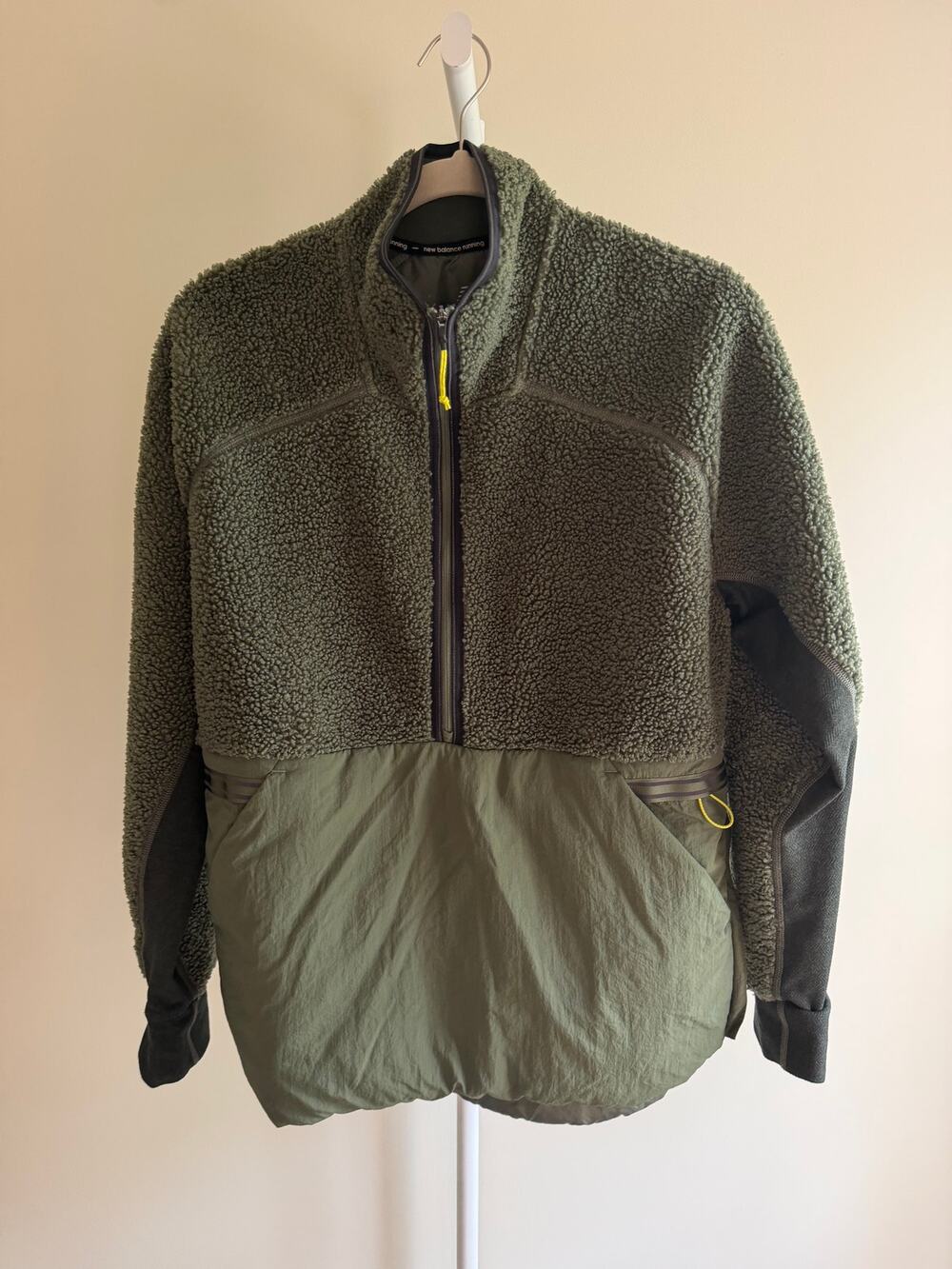 New Balance Olive Sherpa Fleece Full-Zip Jacket Men's S